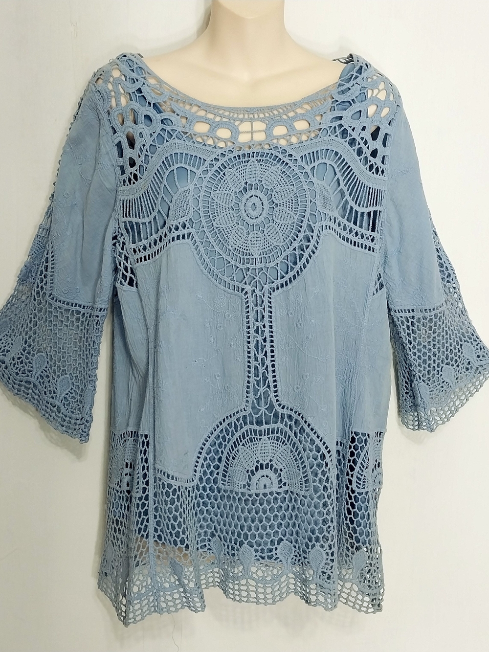 🔵BOGO FREE🔵 Bedford Fair Top  Crochet Lace Boho  Sz PL